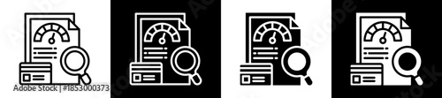 Credit Monitoring Icon Set In Black And White Filled Style Collection