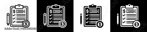Debt Summary Icon Set In Black And White Filled Style Collection