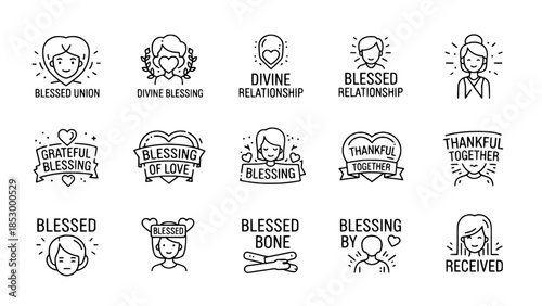 Blessings illustrations express appreciation within different relationships vector design or Relationship symbols represent thankfulness with heartwarming illustrations vector art