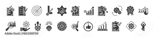 key performance indicator (kpi) glyph icon set collection. 	
