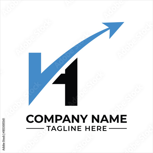 Modern financial logo with blue arrow indicating growth