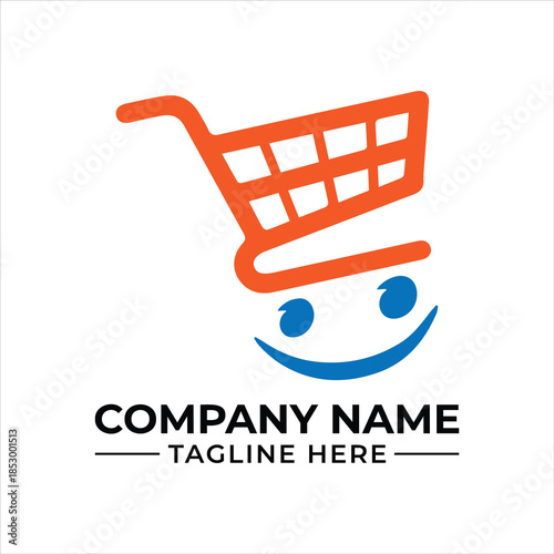 Happy shopping cart logo with company name and tagline