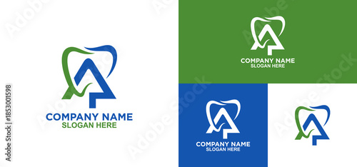 Abstract Logo with Elements Forming the Letter A and the Outline of a Tooth