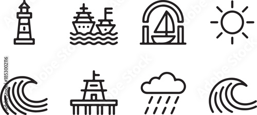 Maritime symbols and weather icons