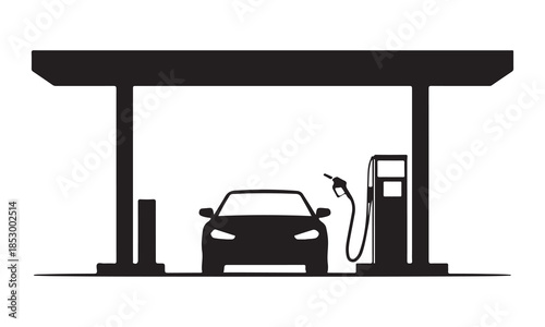 Car refueling at gas station