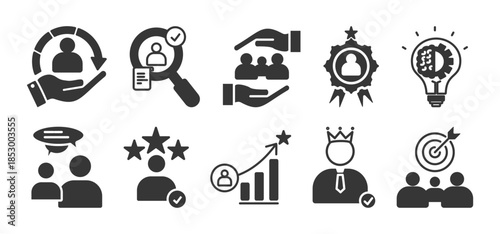 consulting glyph icon set collection	
