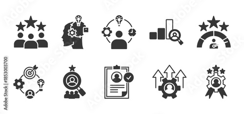 competence glyph icon set collection	
