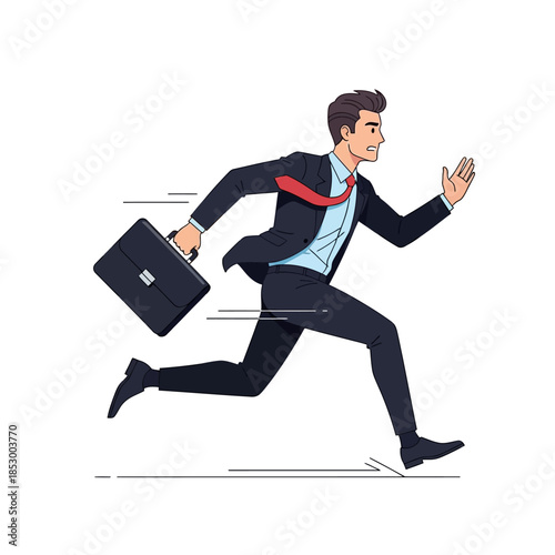 Dynamic Businessman in Fast-Paced Motion Depicting Urgency and Determination in a Modern Workplace