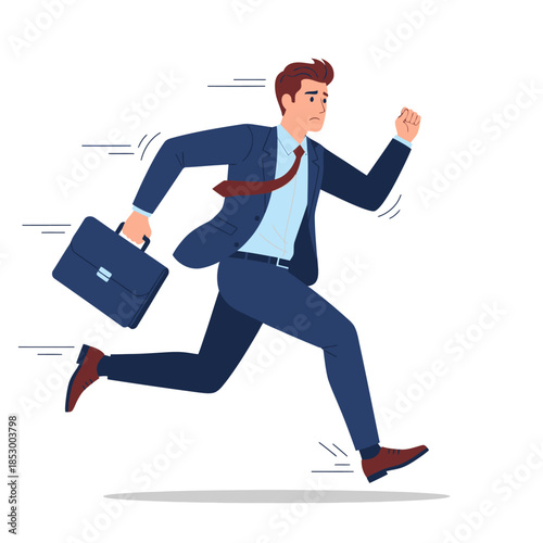 Dynamic Businessman in a Fast-Paced Environment Expressing Urgency and Determination