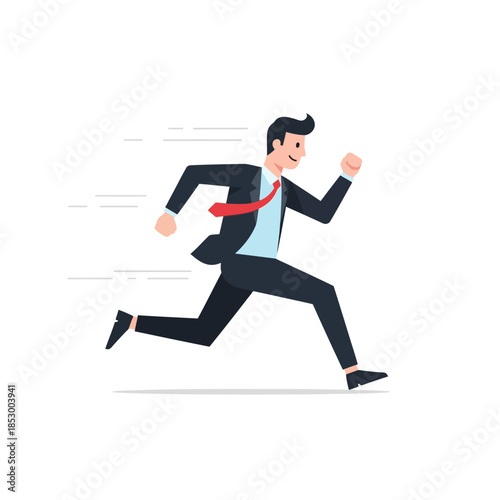 Dynamic Illustration of a Businessman Sprinting Forward with Determination and Focus Symbolizing