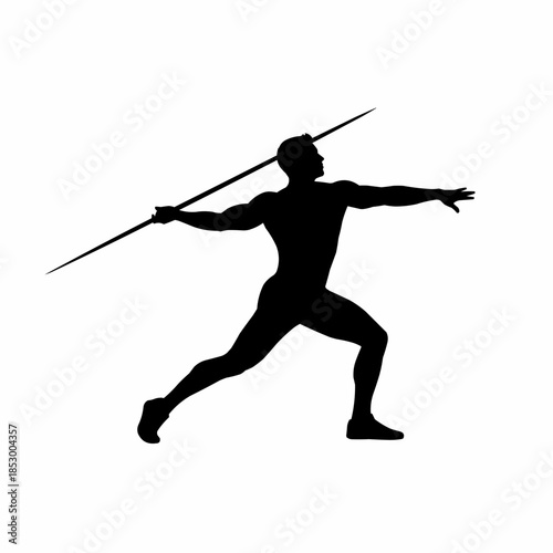 Silhouette Man Throwing Spear Action Pose