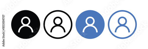Set of user icon collection with circle. Different style user symbol.