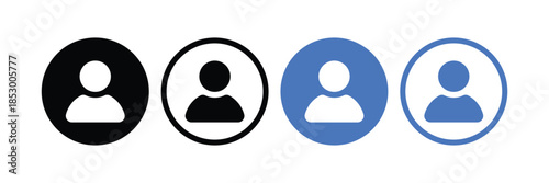 Set of user icon collection with circle. Different style user symbol.