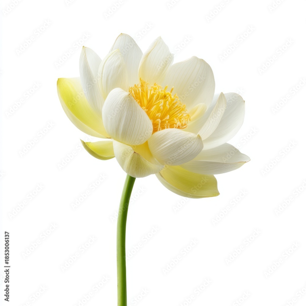 Obraz premium Elegant White Lotus Flower Blooming in Natural Environment Capturing Serenity and Beauty of Nature