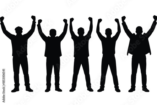 Group of people celebrating together isolated on white background, Vector, illustration