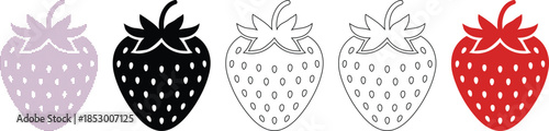 Strawberry Illustrations in Various Colors and Styles