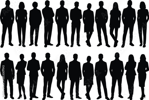 Silhouettes of various people isolated on white background, Vector, illustration
