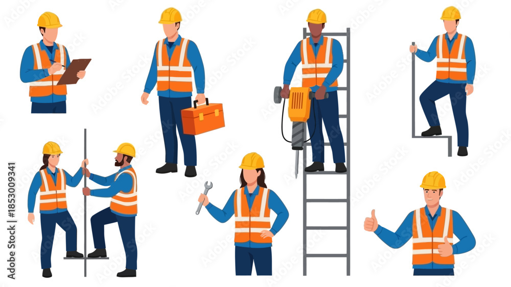 custom made wallpaper toronto digitalDiverse Construction Workers in Safety Gear Performing Various Tasks.