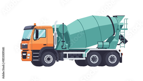 Illustration of a Concrete Mixer Truck on White Background.
