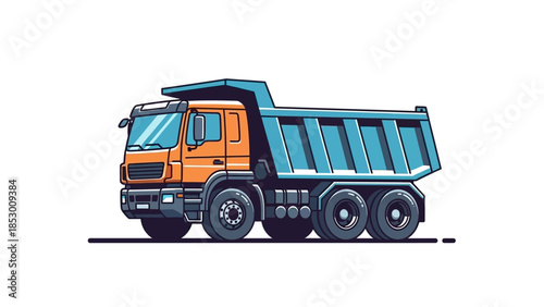 Illustration of a Heavy-Duty Dump Truck for Construction and Hauling.
