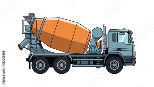Illustration of a Concrete Mixer Truck Ready for Construction.