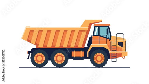 Orange Dump Truck Illustration for Construction and Transportation.