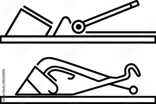 Illustration of two types of snow shovels isolated on white background, Vector, illustration