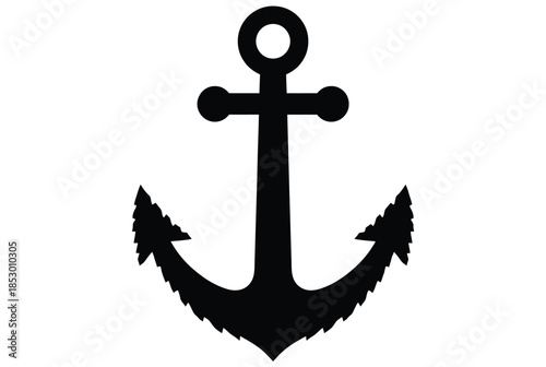 Classic black anchor symbol isolated on white background, Vector, illustration