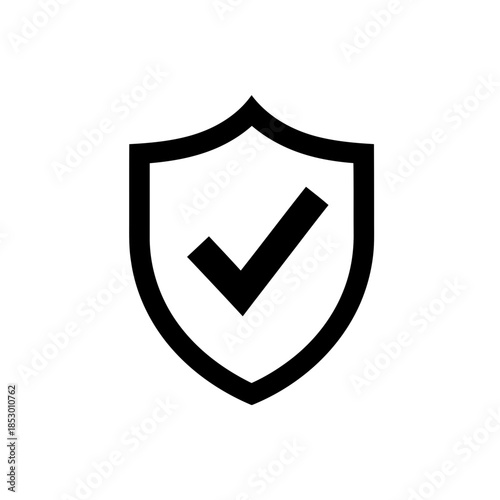 Shield with Check Mark Icon for Security and Protection