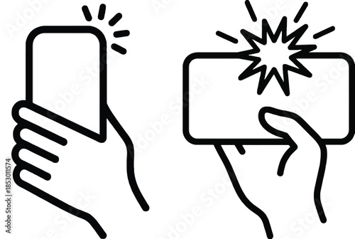 Taking and breaking a phone isolated on white background, Vector, illustration