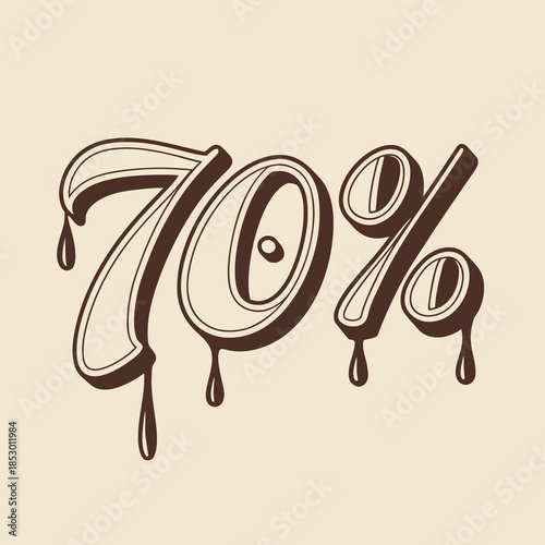 Illustration of a 70% discount rate in elegant typography