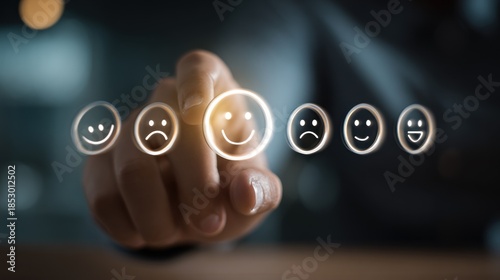 Choosing smiley face with finger touch
