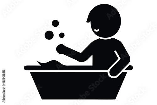 hand washing child vector icon silhouette