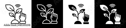 Precision Agriculture Icon Set In Black And White Filled Style Collection