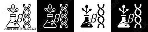 Synthetic Biology Icon Set In Black And White Filled Style Collection