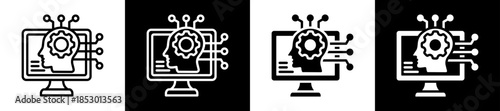 Cognitive Computing Icon Set In Black And White Filled Style Collection