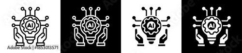 Ai Innovation Icon Set In Black And White Filled Style Collection