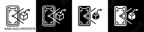 Augmented Reality Icon Set In Black And White Filled Style Collection