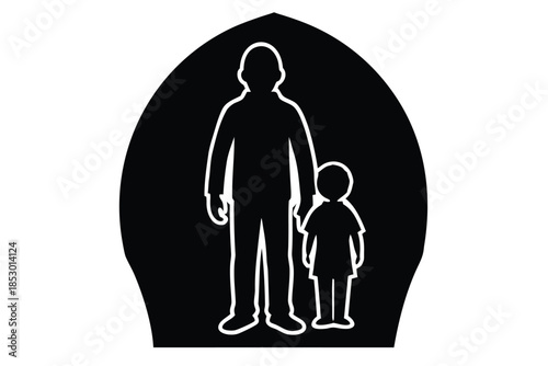 child supervision vector icon silhouette