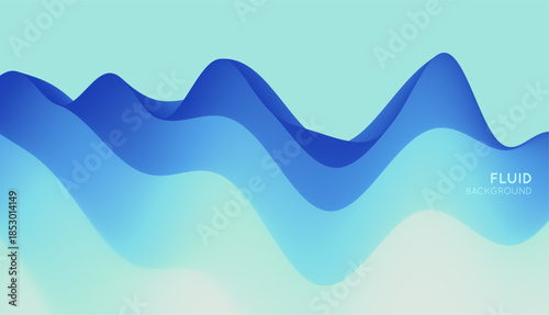 Mountainous terrain. Snowy landscape. Abstract nature background in blue. Trendy gradients. 3D illustration for brochure, poster, cover, card, presentation, flyer or banner.