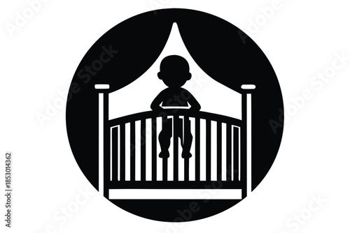 child care vector icon crib vector icon silhouette