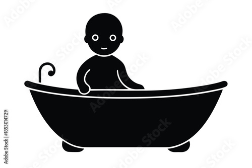baby bath vector icon silhouette