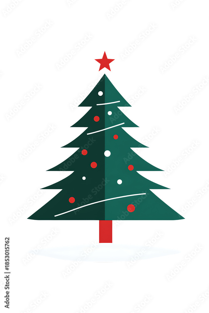 Obraz premium Elegant Christmas Tree with Red Ornaments and Star on Transparent Background
