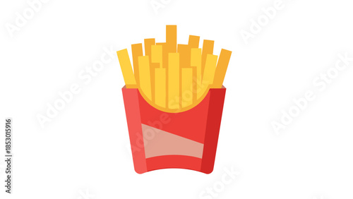 Cardboard Container Filled with Golden Potatoes Sticks