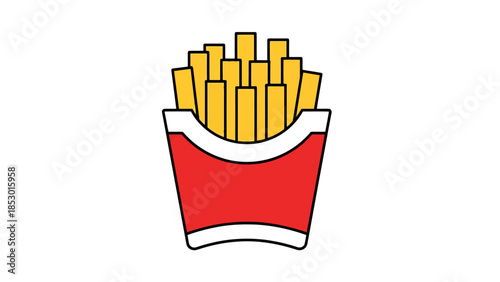 Crispy Potato Sticks in Red Cardboard Container Fast Food Snack