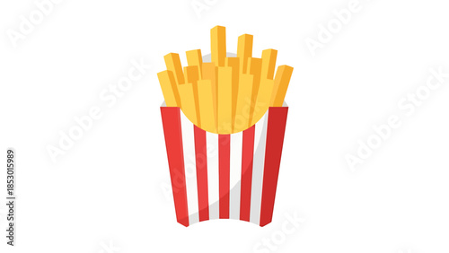 Crispy Potato Fries in Red and White Striped Paper Container