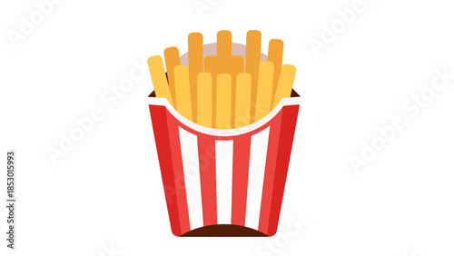 Crispy French Fries in Red Striped Container Fast Food Snack Icon