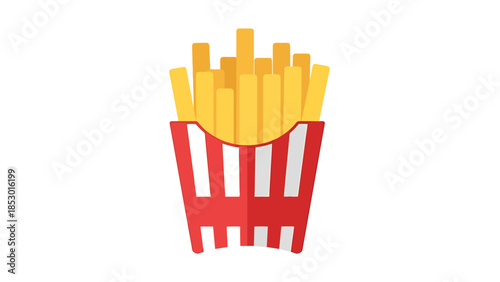 Crispy Potato Fries in Red and White Striped Container