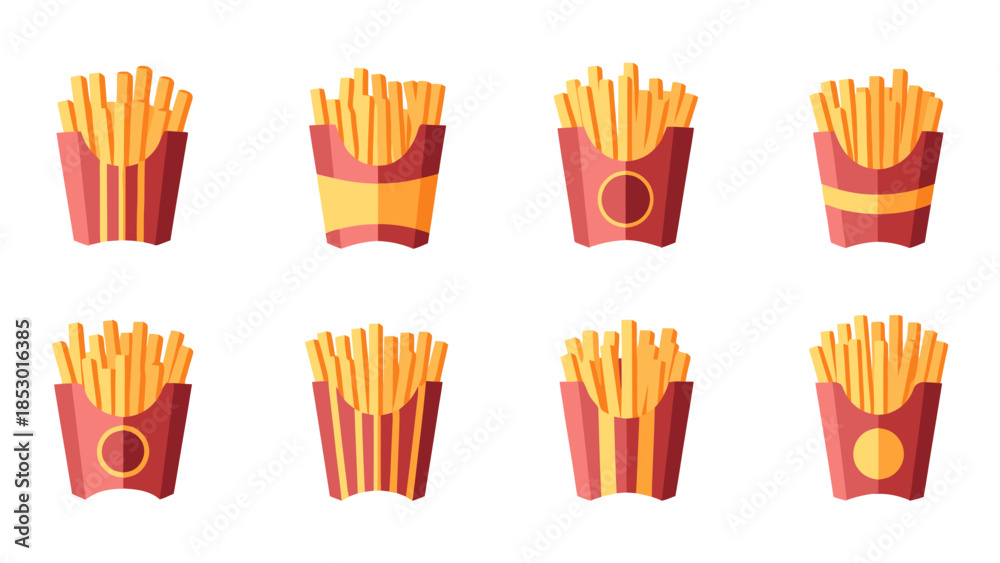 Fototapeta premium Collection of French Fried Potato Snack Containers