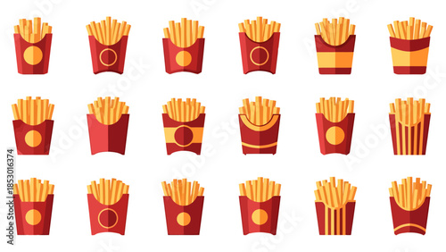 Collection of Various Appetizing Potato Fries Paper Packaging Designs